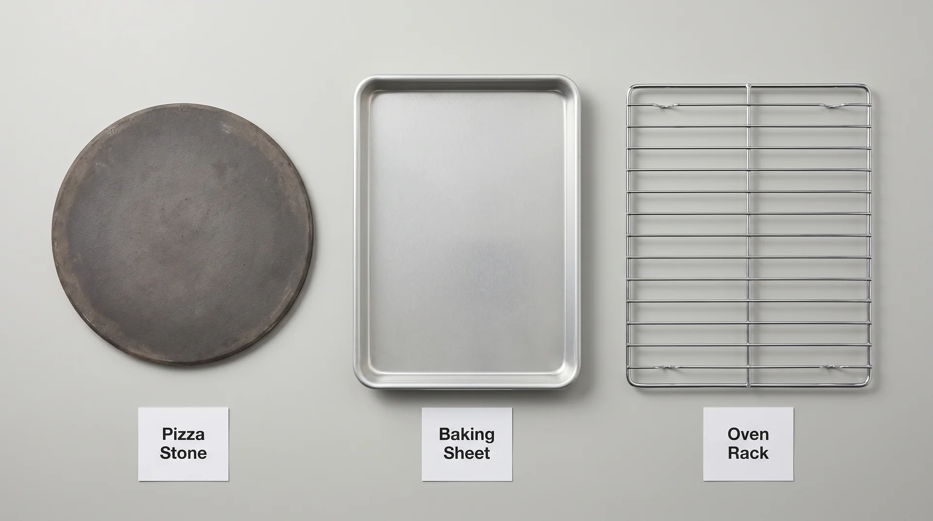 Pizza stone, baking sheet, and oven rack as cardboard alternatives for baking pizza 