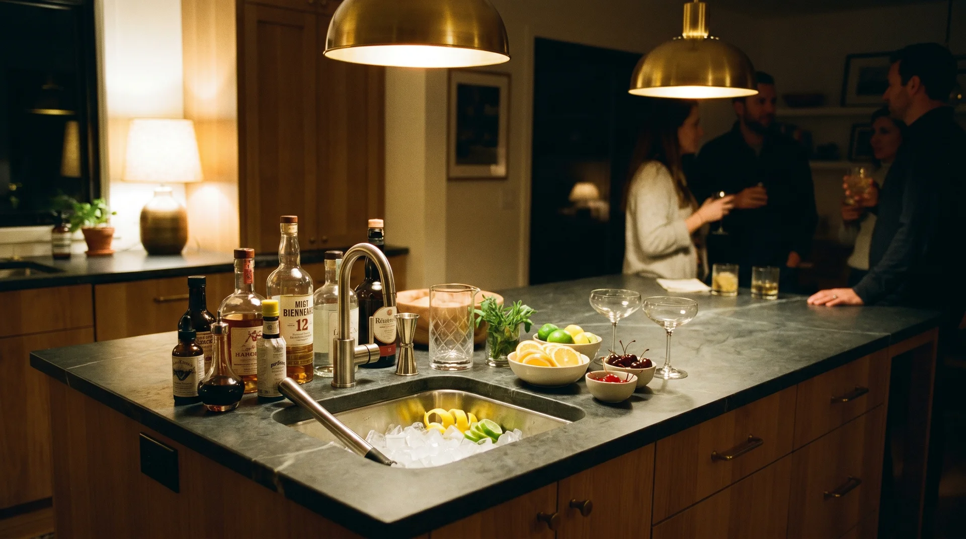 Compact prep sink installed in a kitchen island bar area