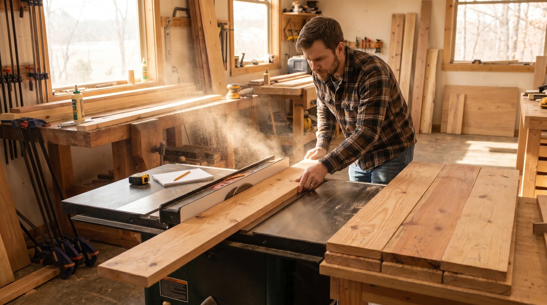 Squaring board edges before tabletop glue-up