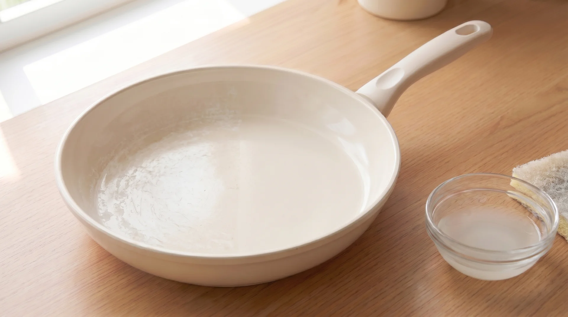 Using diluted vinegar to remove mineral deposits from ceramic cookware